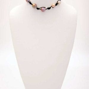 Wrinkled Edison Pearl Necklace with Silver Heart Beads