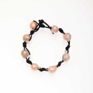 Wrinkled Edison Pearl with Silver Heart Beads Bracelet